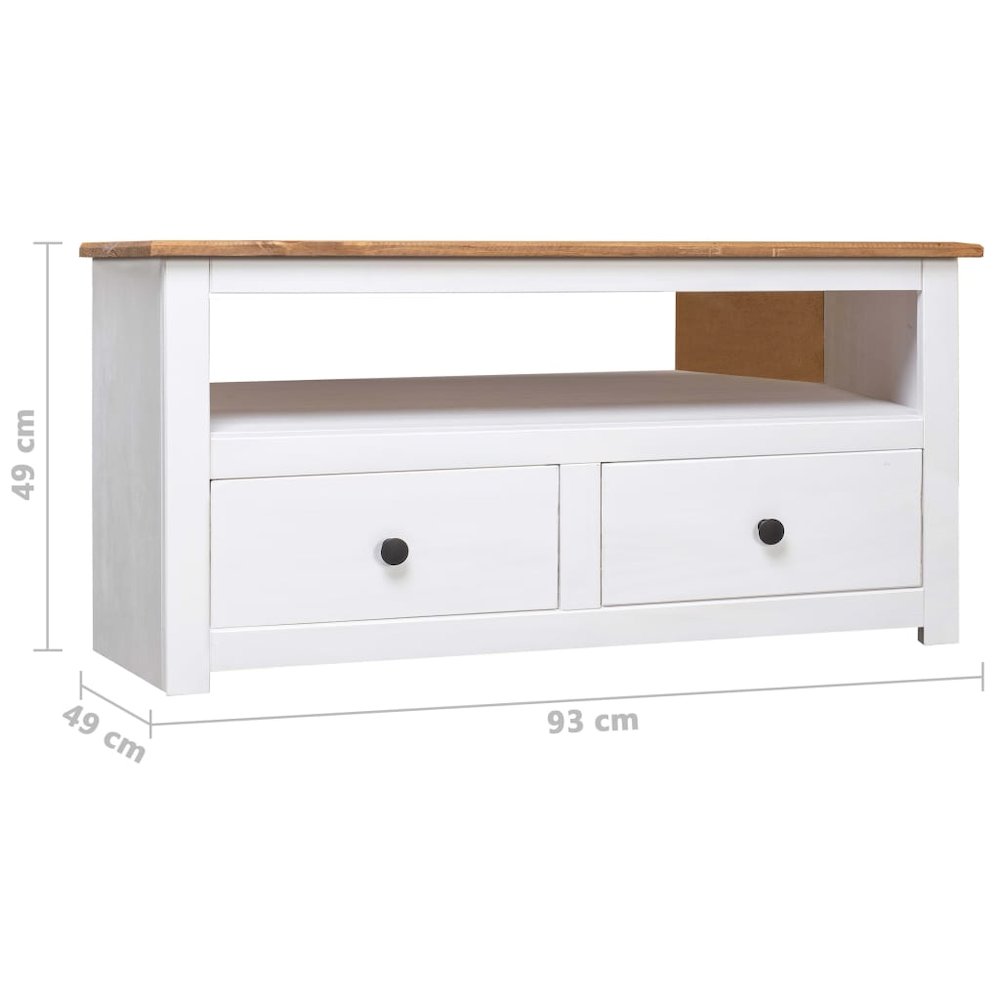 Corner TV Stand White 36.6"x19.3"x19.3" Solid Pine Panama Range. Picture 9