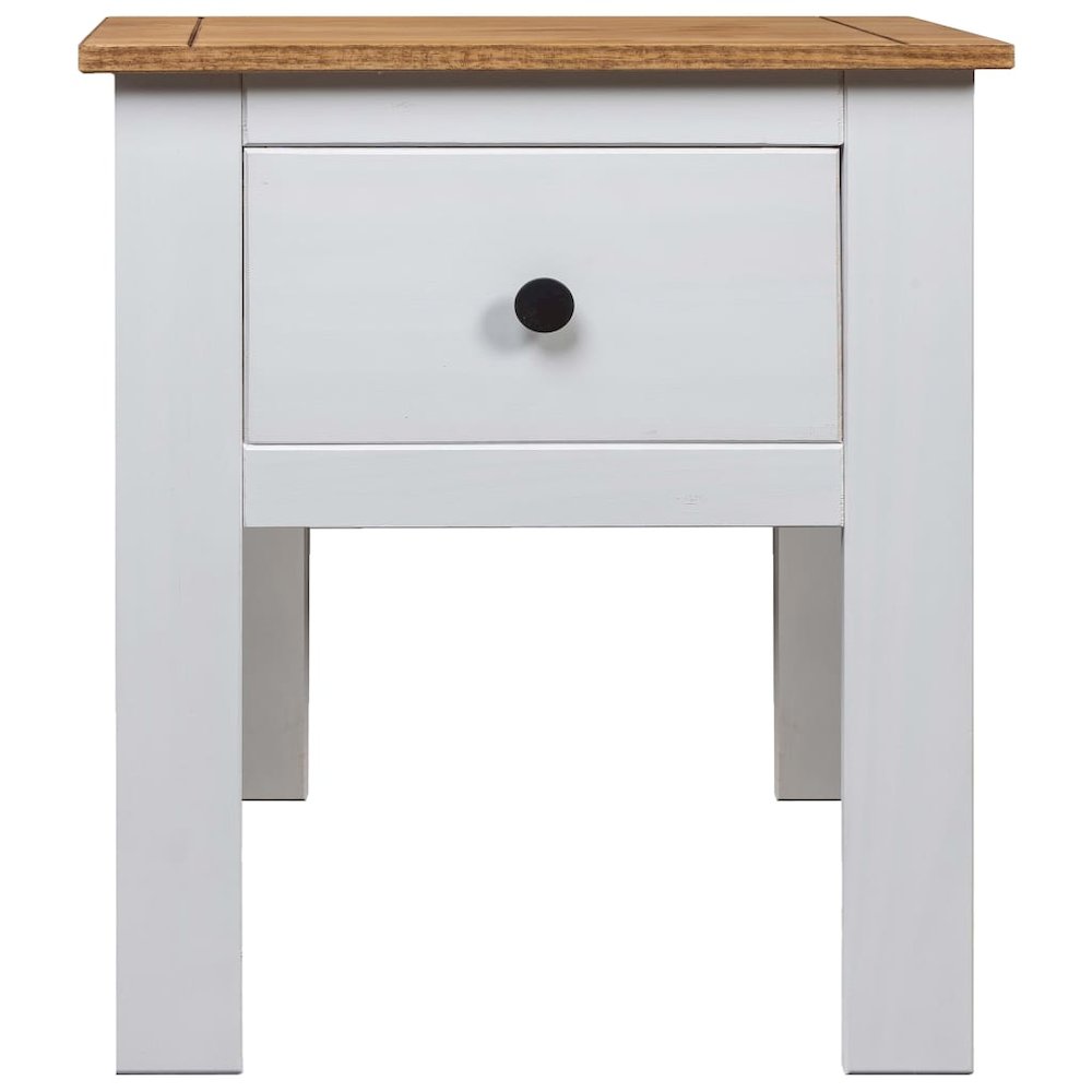 Bedside Cabinet White, Natural Solid Pine Wood 18.1x15.7x22.4 in. Picture 3