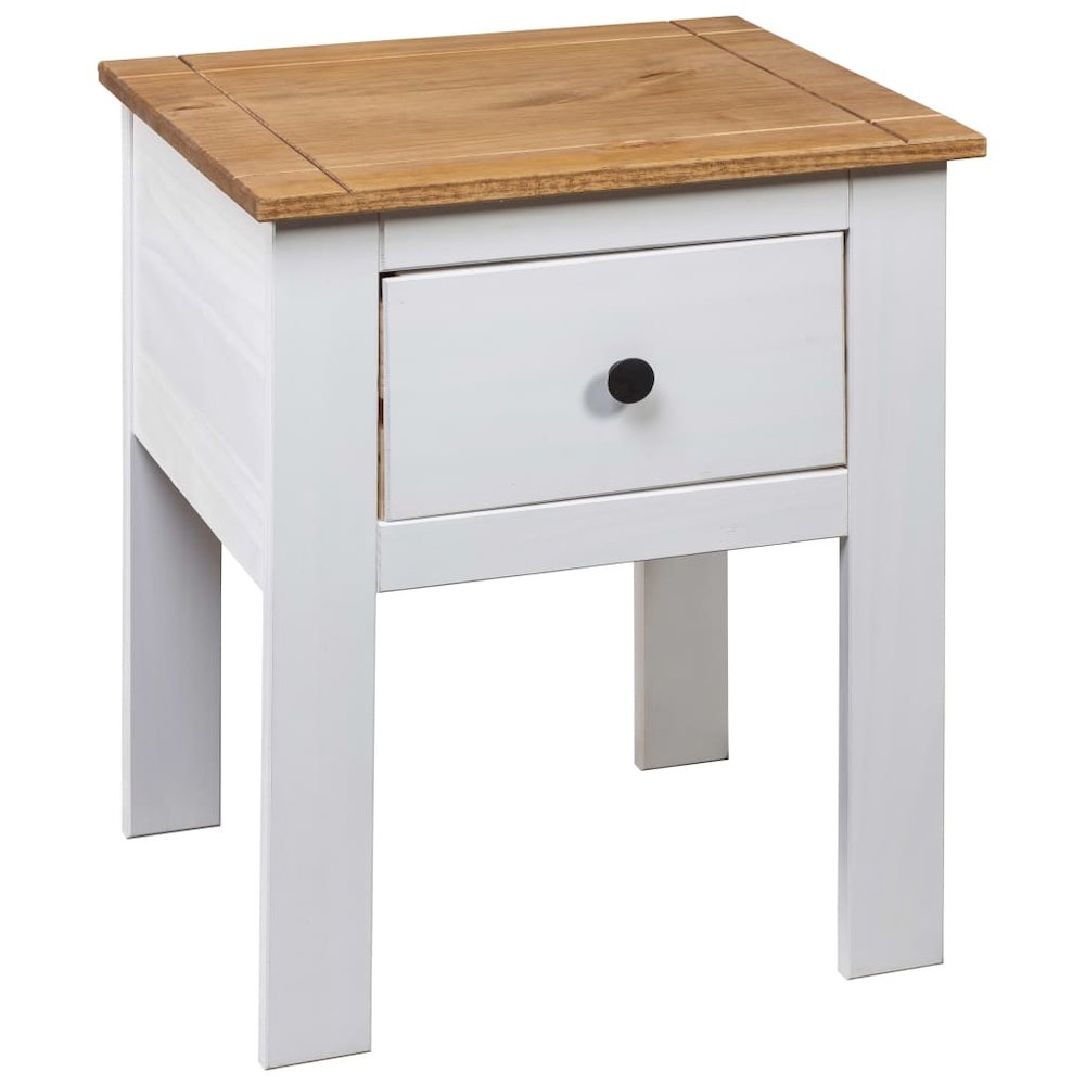 Bedside Cabinet White, Natural Solid Pine Wood 18.1x15.7x22.4 in. Picture 4