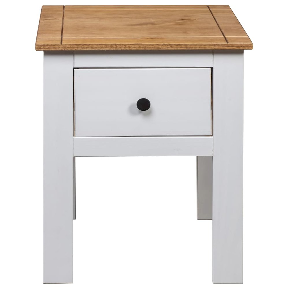 Bedside Cabinet White, Natural Solid Pine Wood 18.1x15.7x22.4 in. Picture 6
