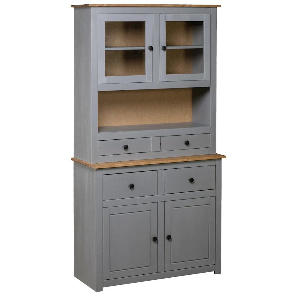 Highboard Grey Solid pine wood Large Highboard Rectangular. Picture 1