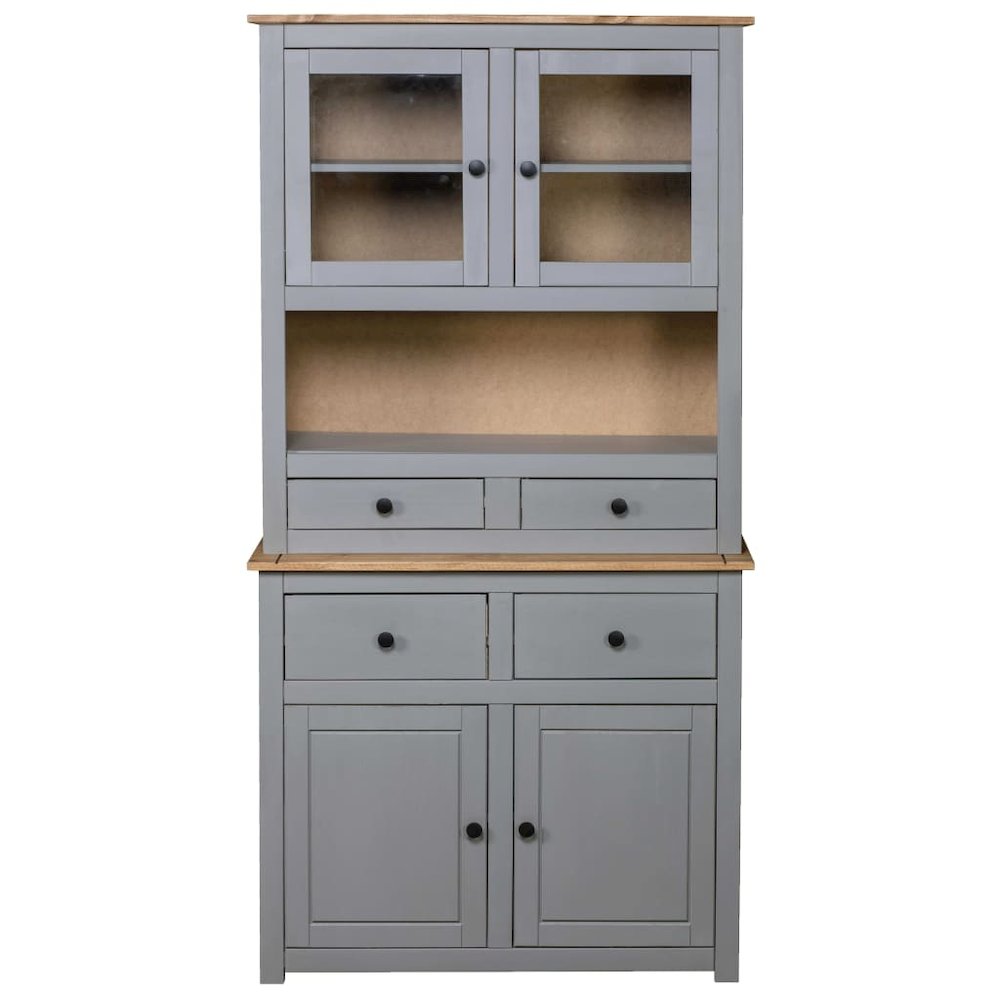Highboard Grey Solid pine wood Large Highboard Rectangular. Picture 3
