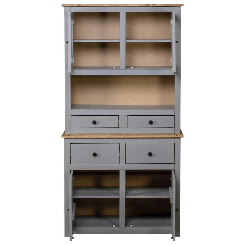 Highboard Grey Solid pine wood Large Highboard Rectangular. Picture 4