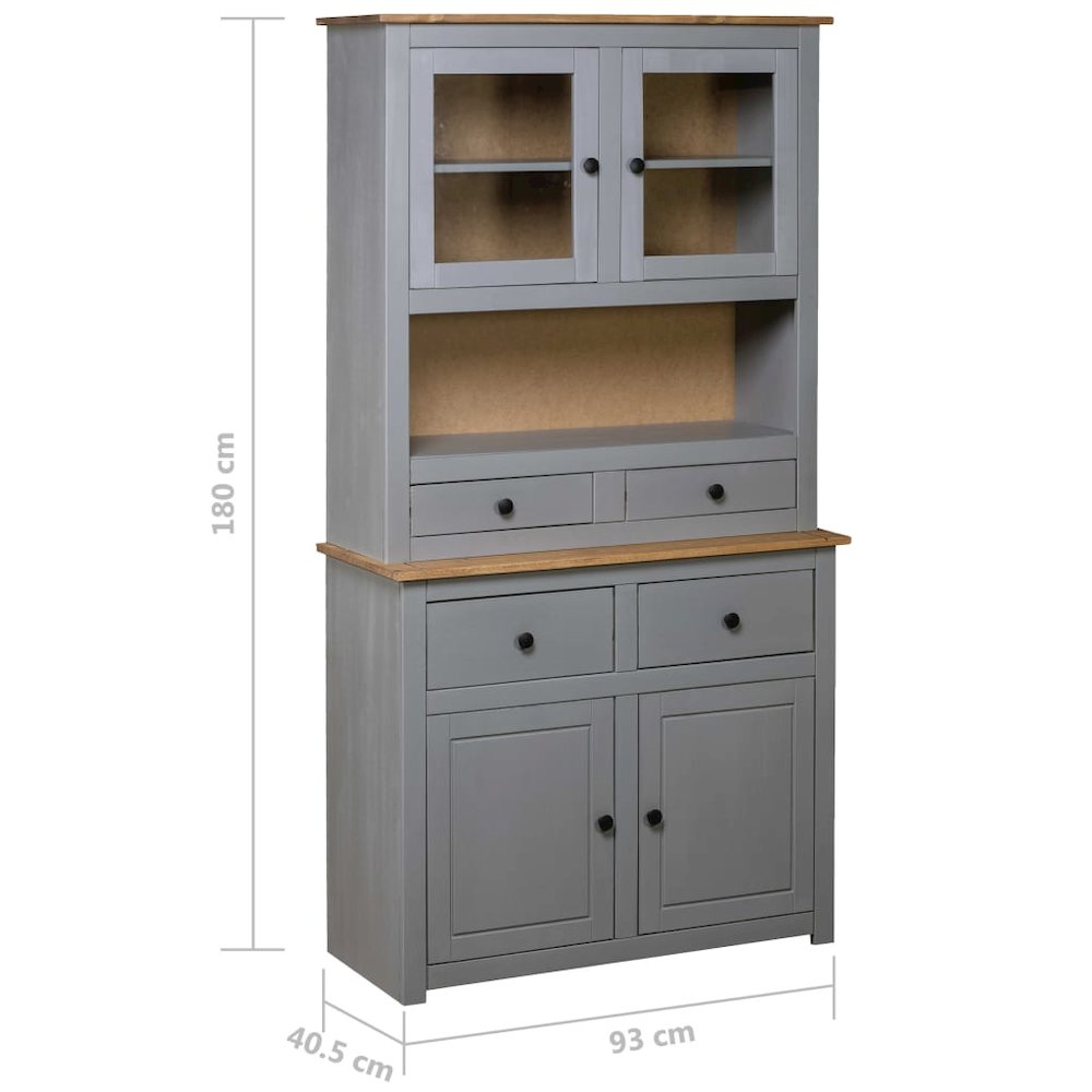 Highboard Grey Solid pine wood Large Highboard Rectangular. Picture 7