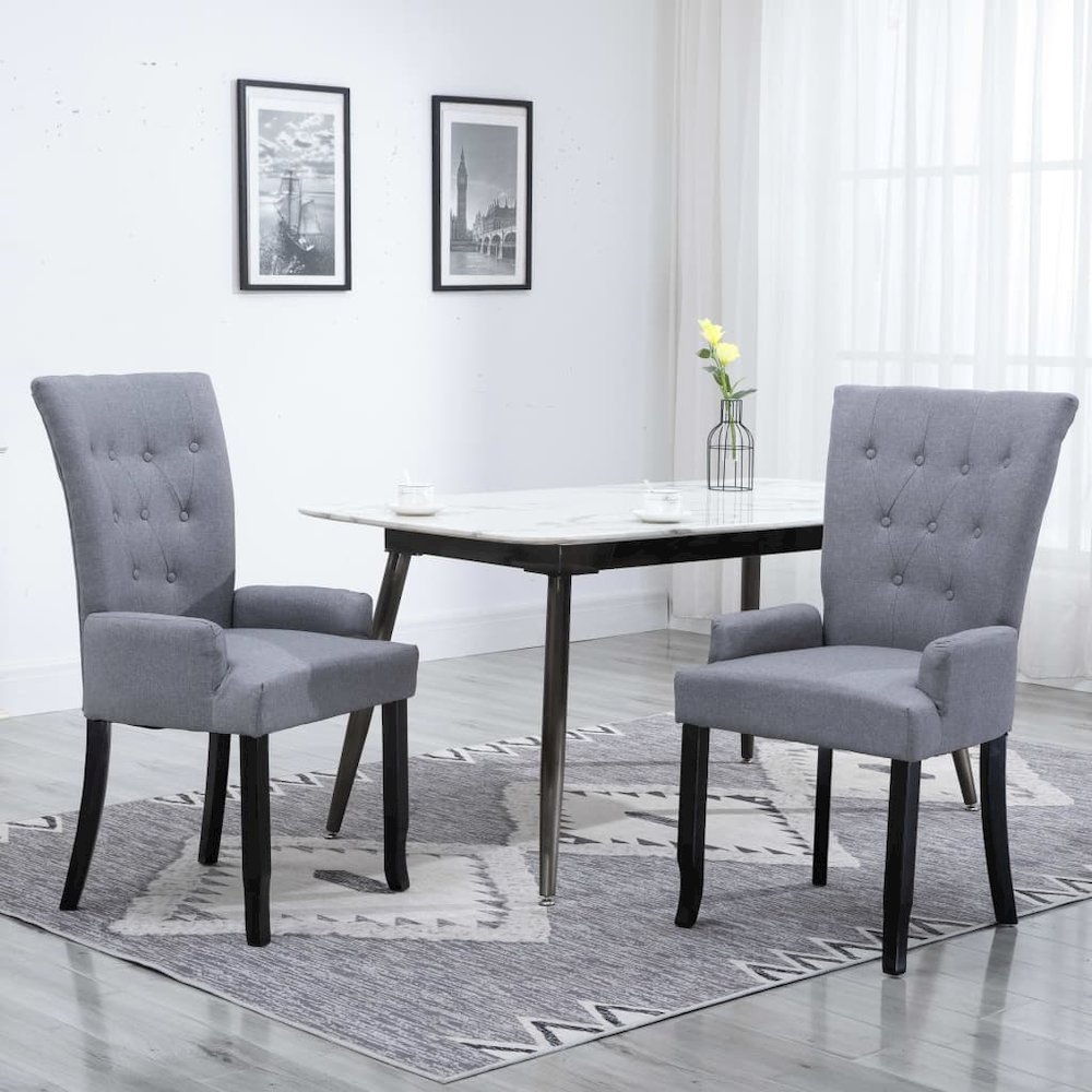 Dining Chair Set of 2 Light Grey. Picture 1