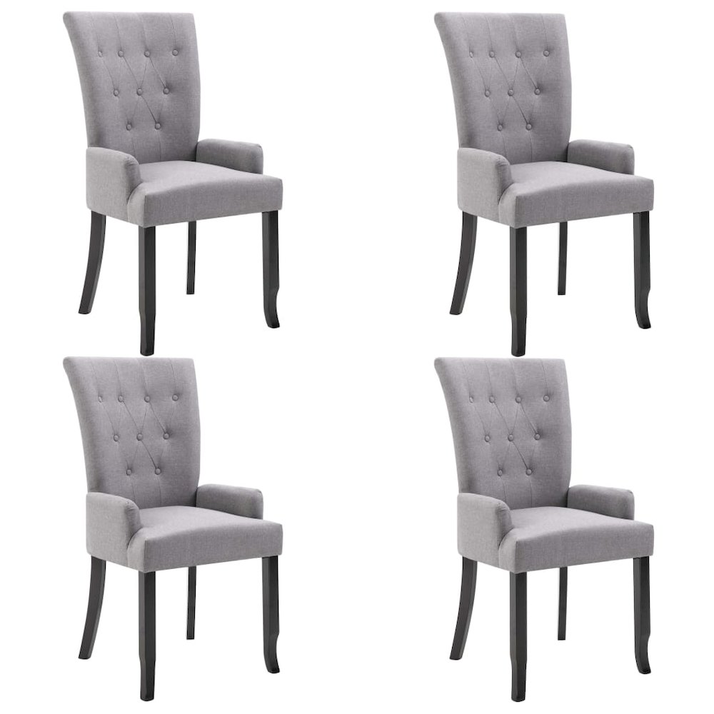 Dining Chair Set of 4 Light grey Polyester Standard Ergonomic. Picture 2