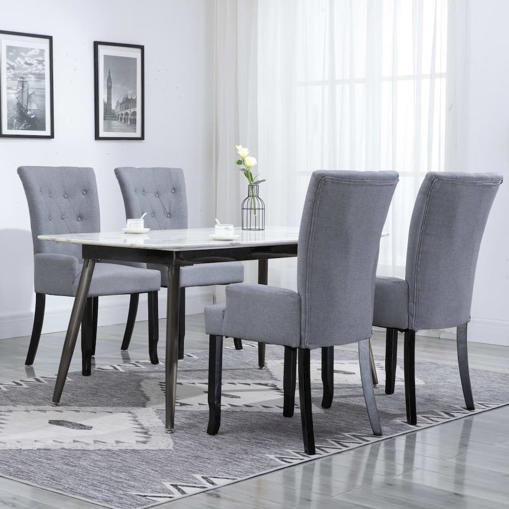 Dining Chair Set of 4 Light grey Polyester Standard Ergonomic. Picture 1