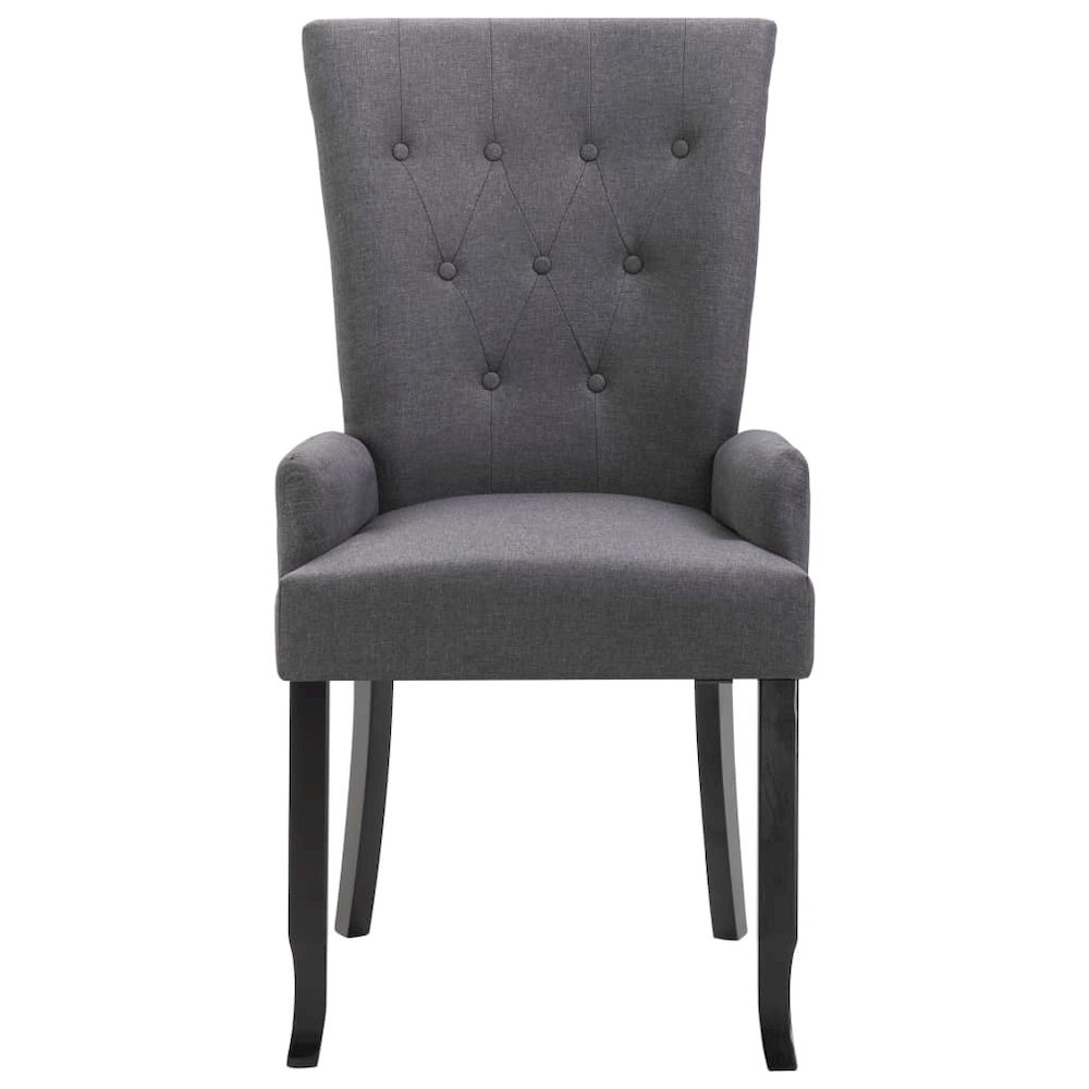 Dining Chair Set of 2 Dark Grey Polyester, Oak Wood Standard. Picture 3