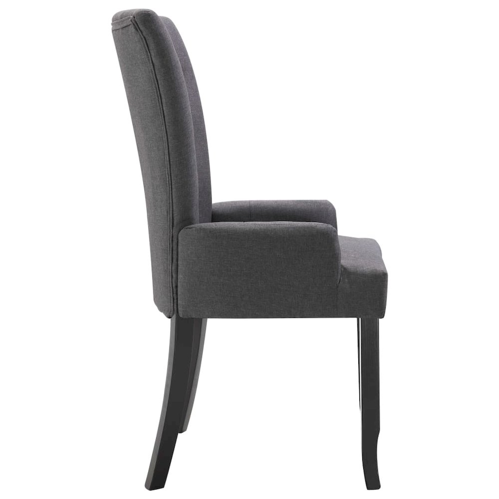 Dining Chair Set of 2 Dark Grey Polyester, Oak Wood Standard. Picture 4