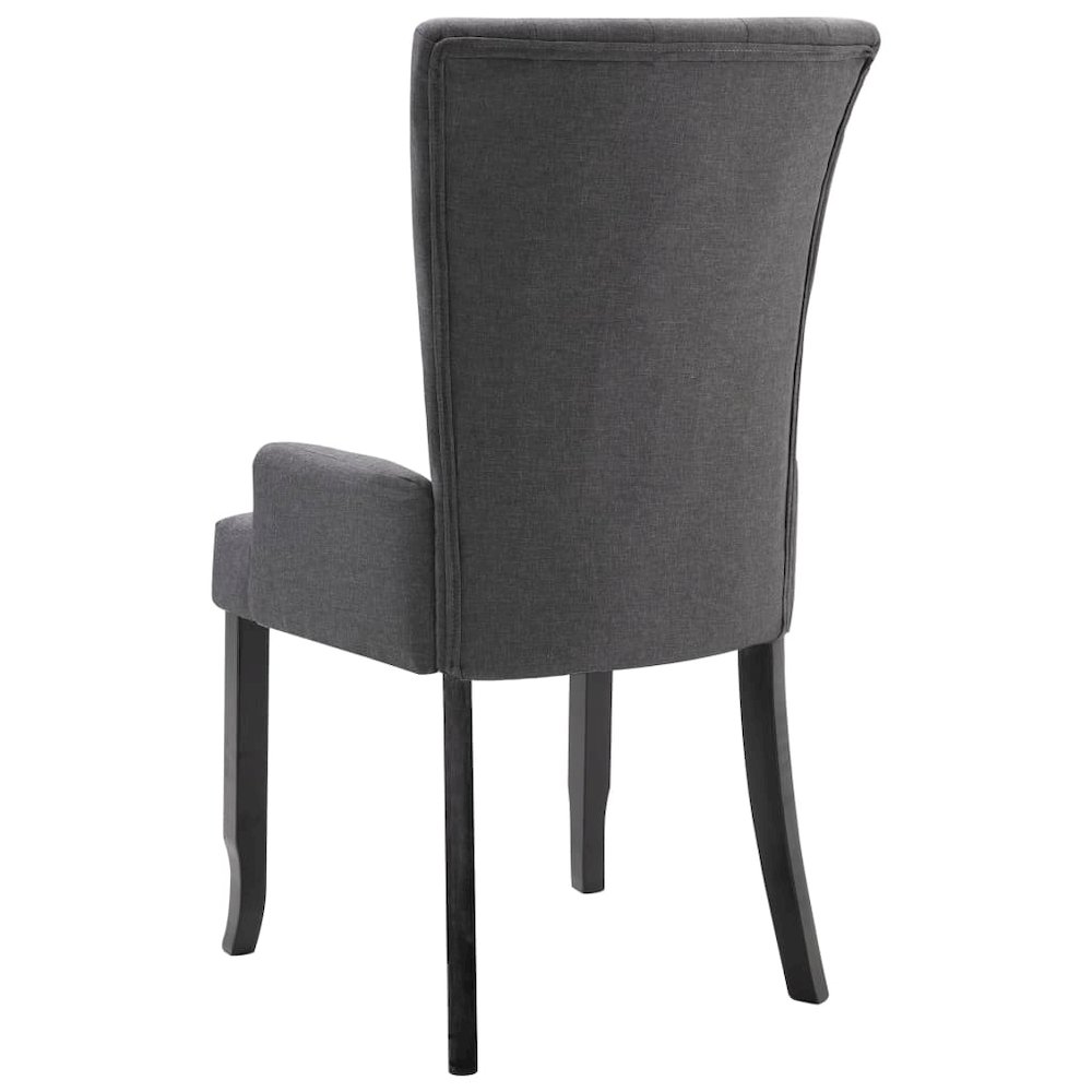 Dining Chair Set of 2 Dark Grey Polyester, Oak Wood Standard. Picture 5