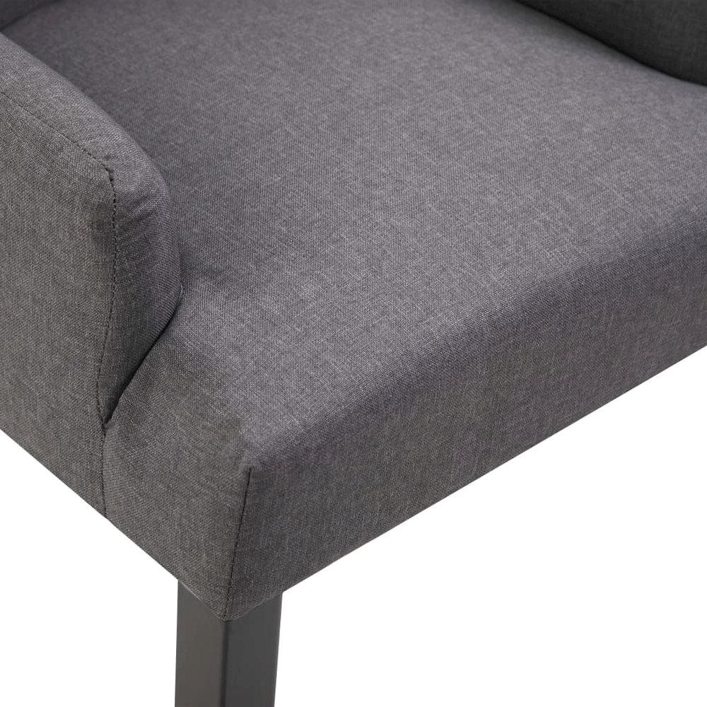 Dining Chair Set of 2 Dark Grey Polyester, Oak Wood Standard. Picture 6