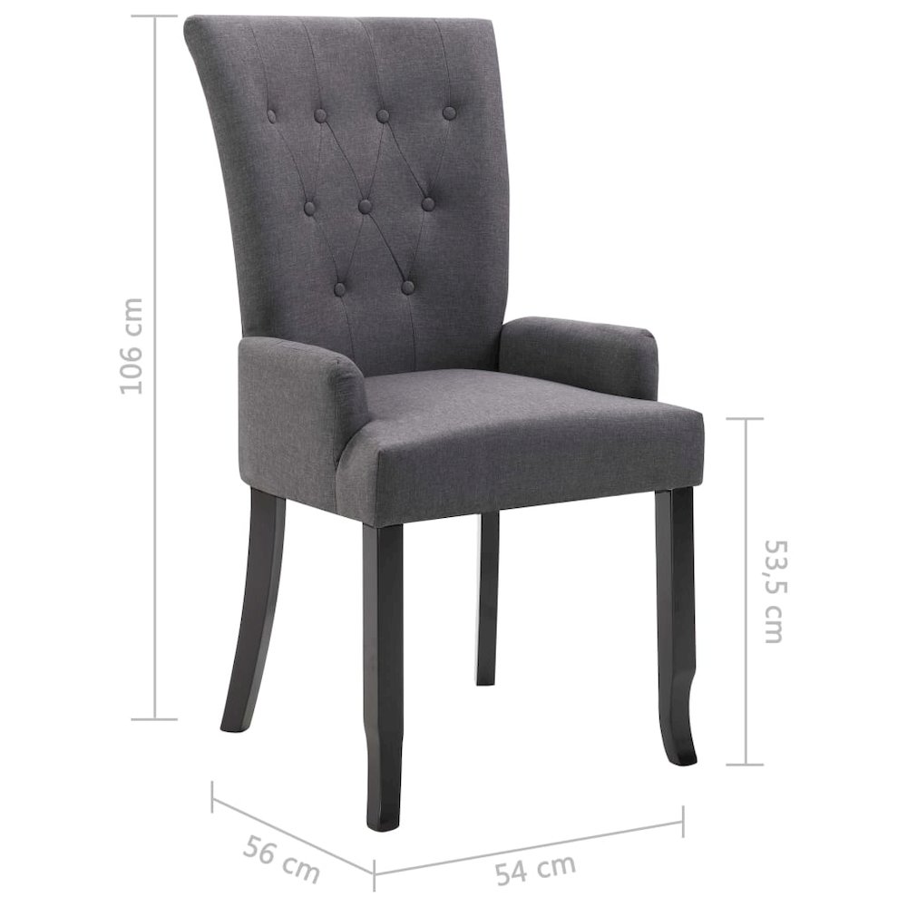 Dining Chair Set of 2 Dark Grey Polyester, Oak Wood Standard. Picture 8