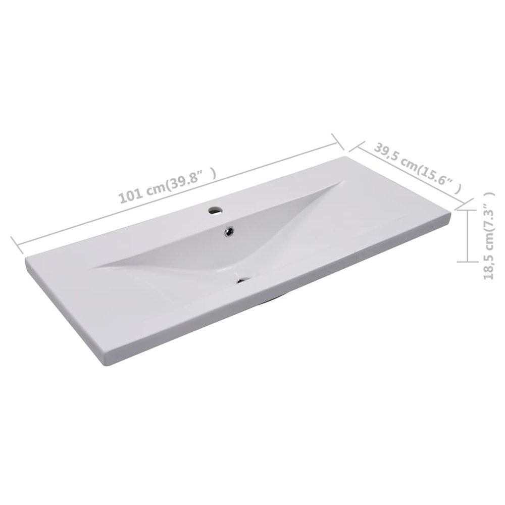 vidaXL Built-in Basin 39.8"x15.6"x7.3" Ceramic White. Picture 7