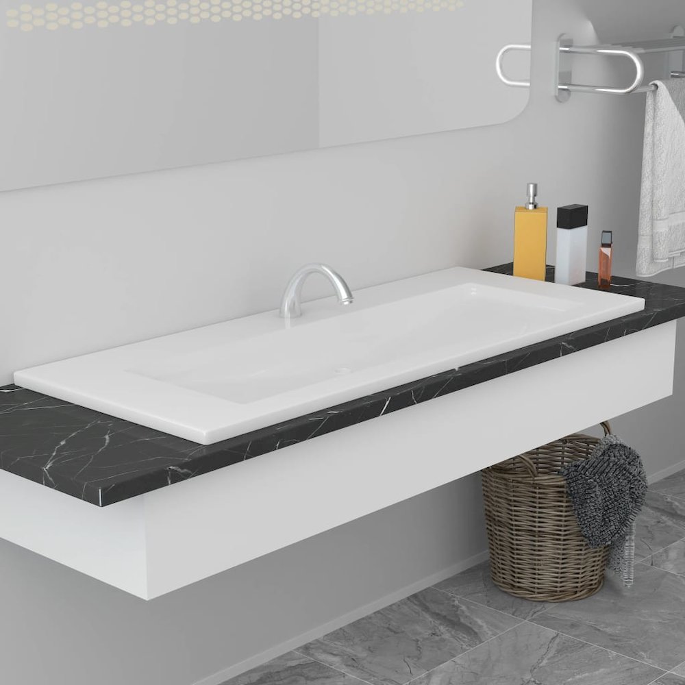 vidaXL Built-in Basin 39.8"x15.6"x7.3" Ceramic White. Picture 1