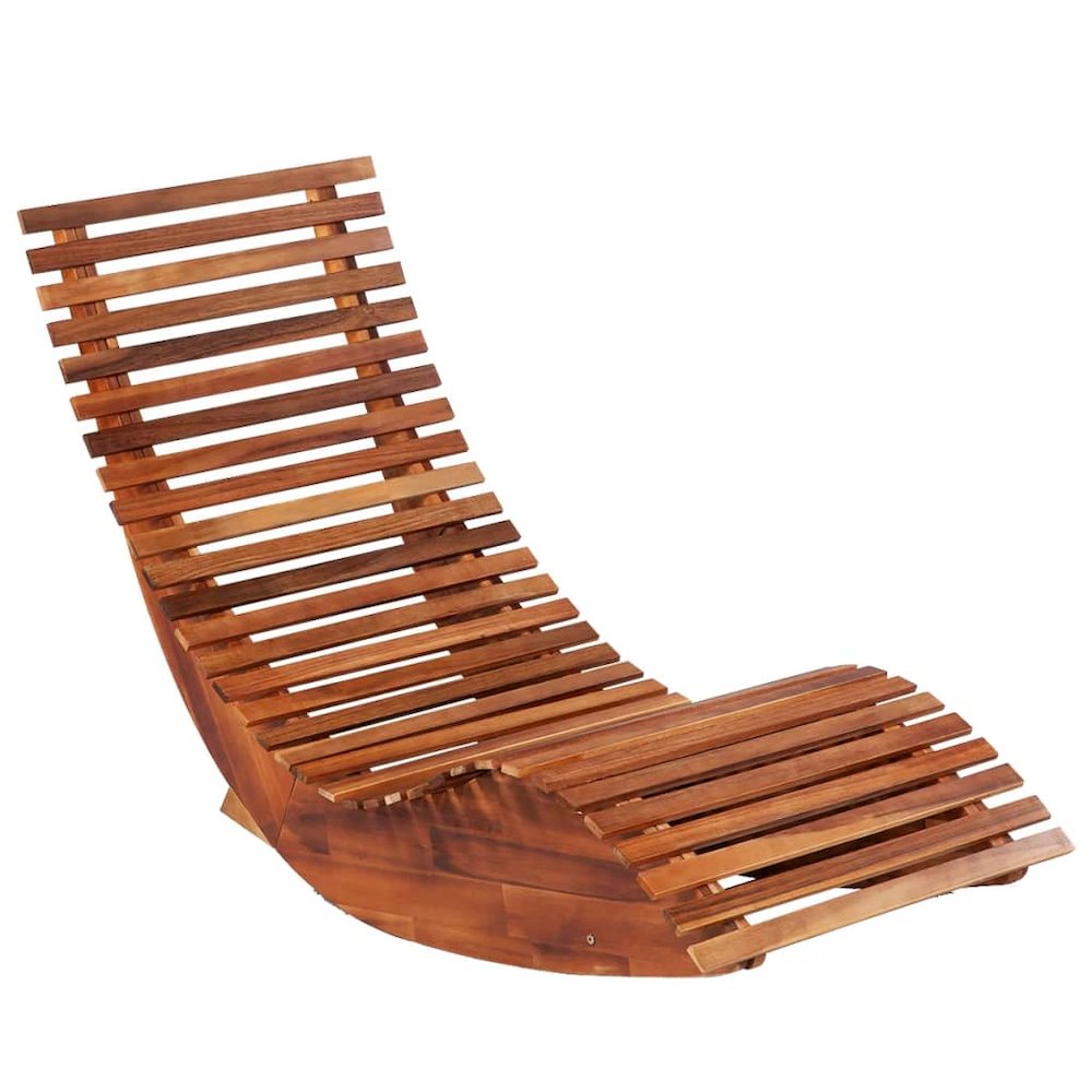 Sun Lounger Set of 2 Light brown Acacia wood. Picture 2