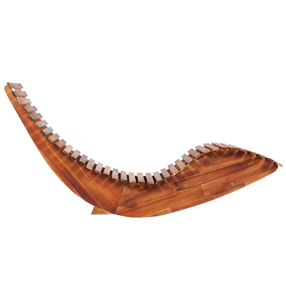Sun Lounger Set of 2 Light brown Acacia wood. Picture 3