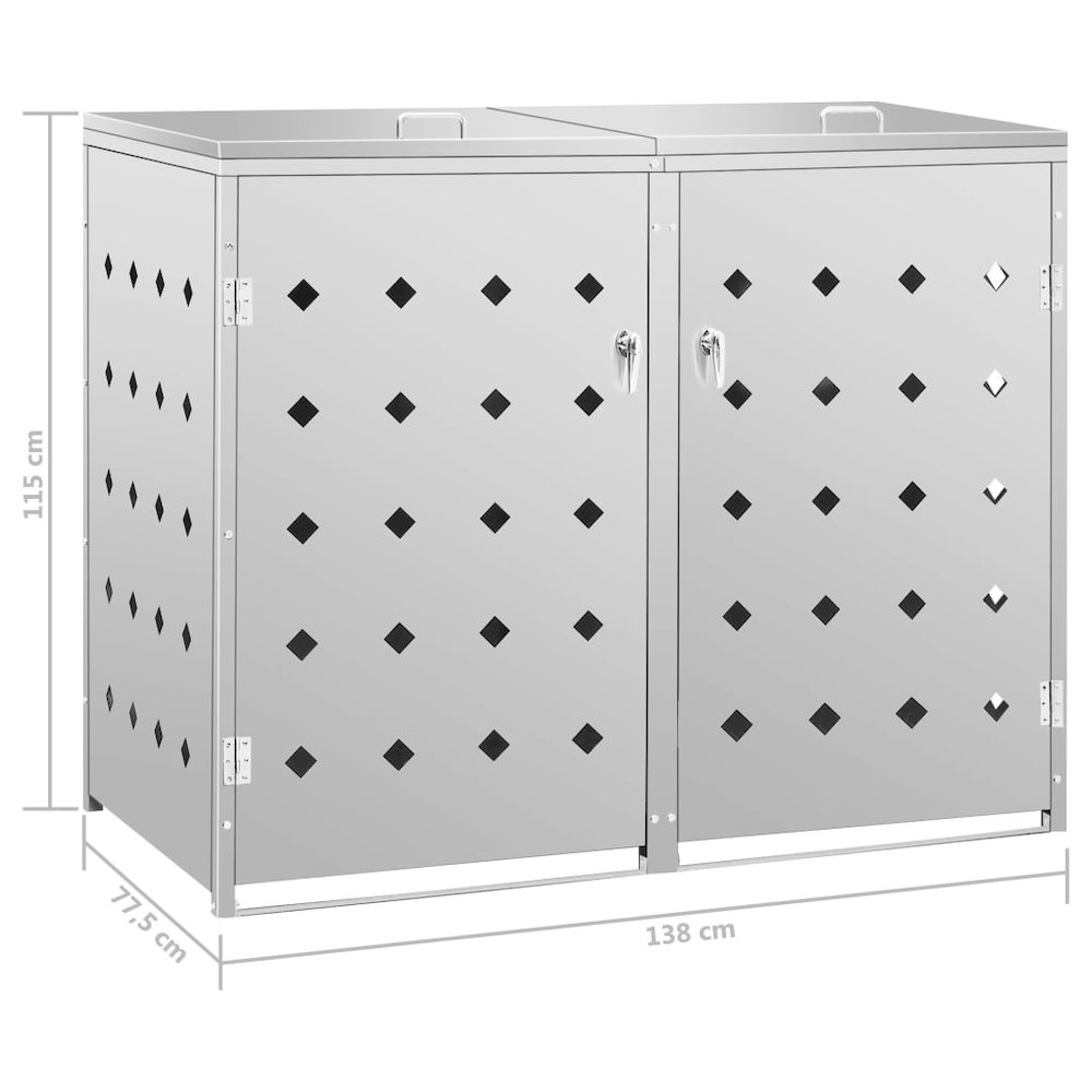 Double Wheelie Bin Shed 63.4 gal Stainless Steel. Picture 9