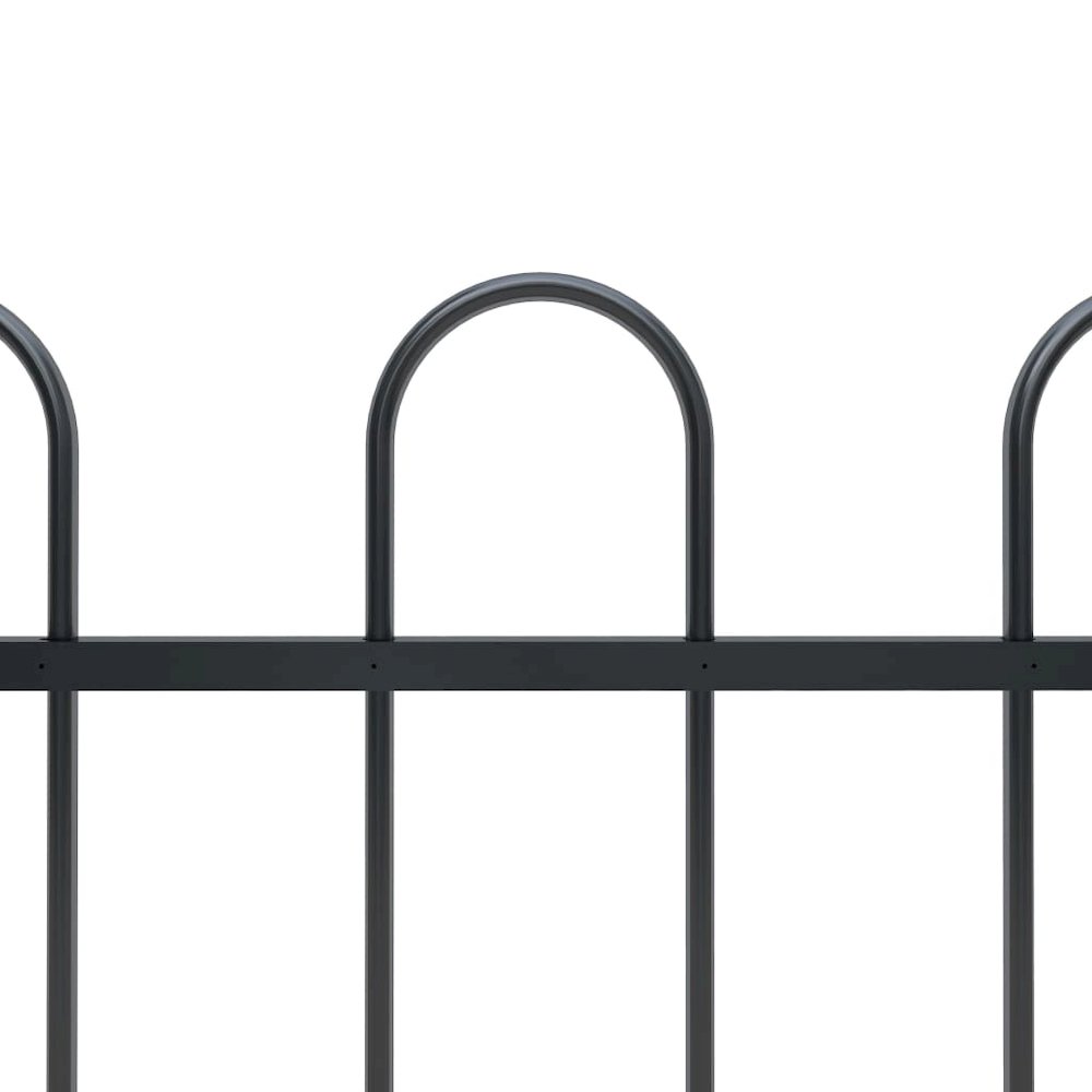 vidaXL Garden Fence with Hoop Top Steel 27.9ft Black, 277642. Picture 3