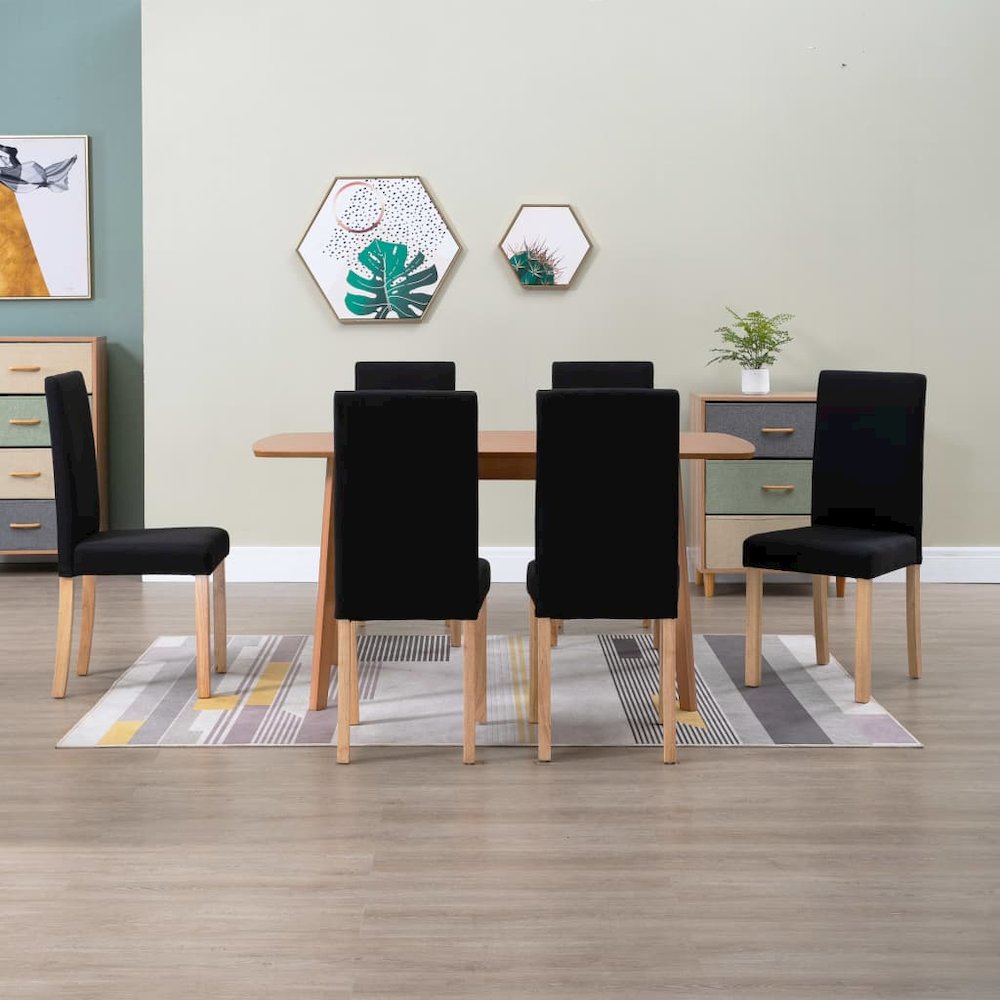 Dining Chair Set of 6 Black Fabric Standard Ergonomic. Picture 1