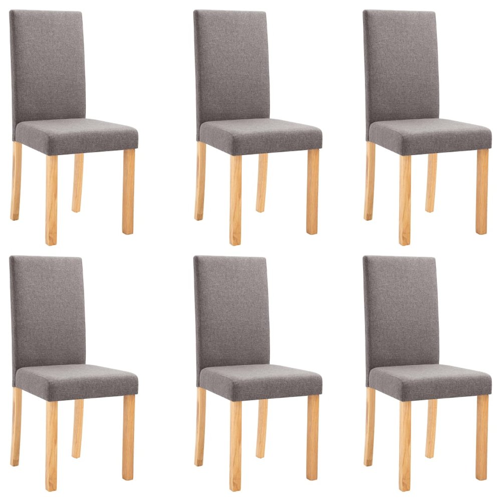Dining Chair Set of 6 Taupe Fabric and Rubber wood Standard. Picture 2