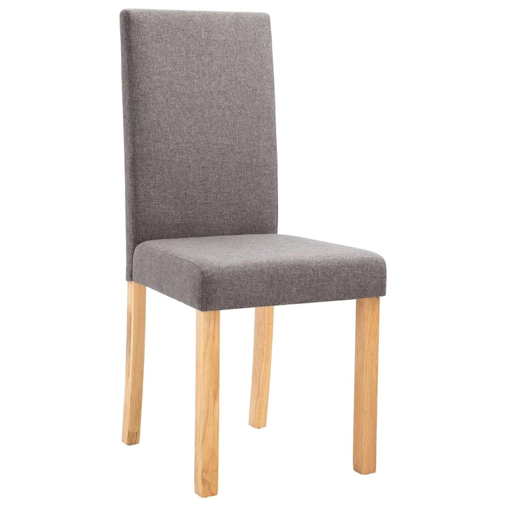 Dining Chair Set of 6 Taupe Fabric and Rubber wood Standard. Picture 3