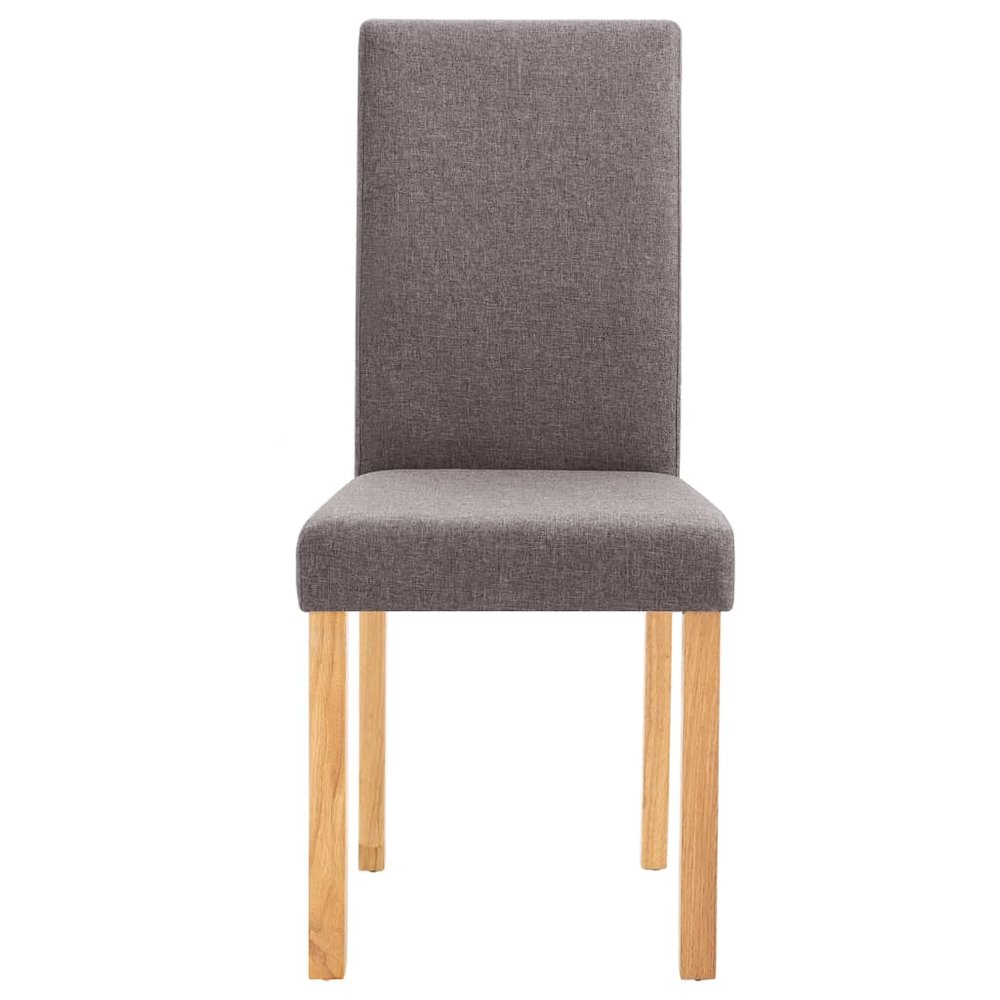 Dining Chair Set of 6 Taupe Fabric and Rubber wood Standard. Picture 4