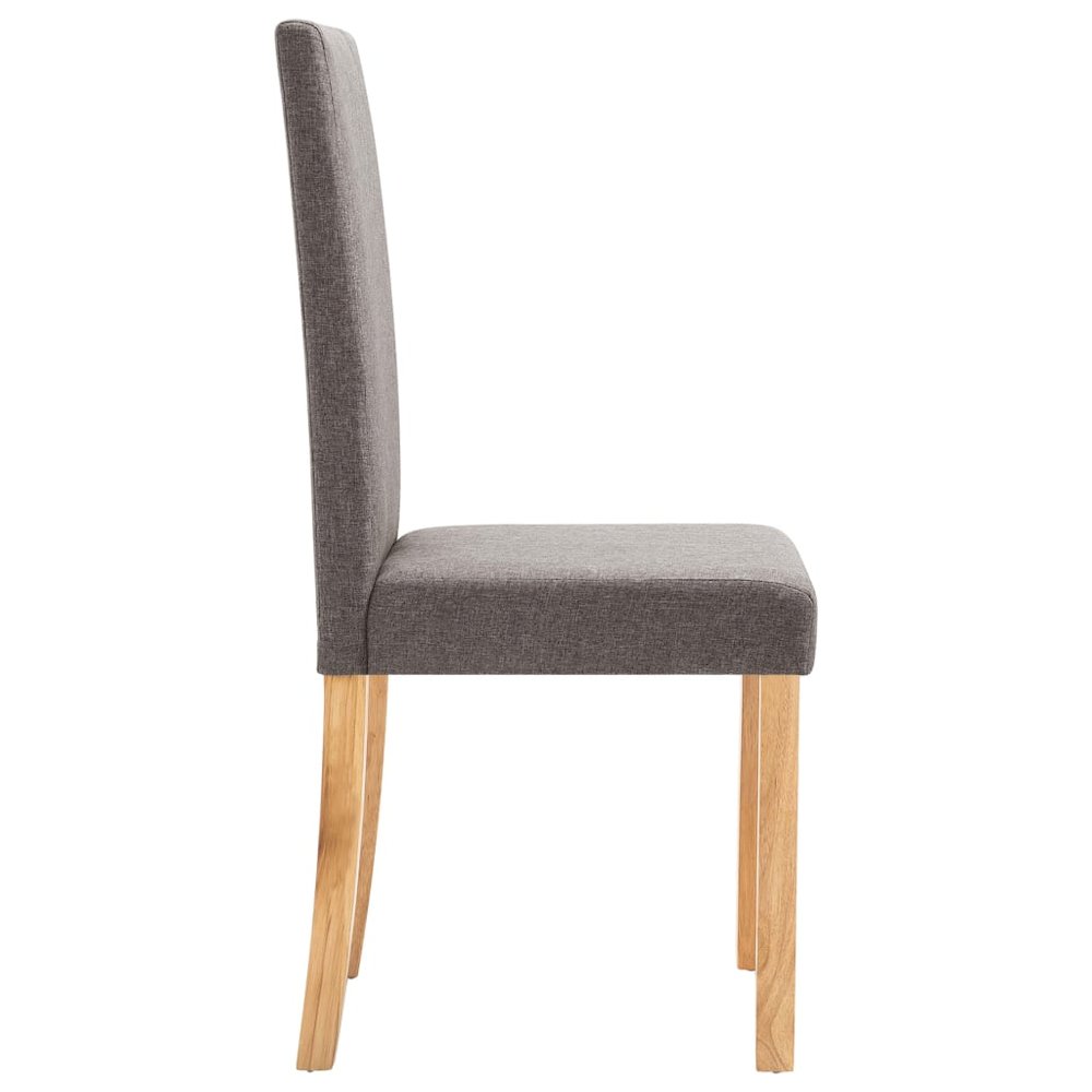 Dining Chair Set of 6 Taupe Fabric and Rubber wood Standard. Picture 5