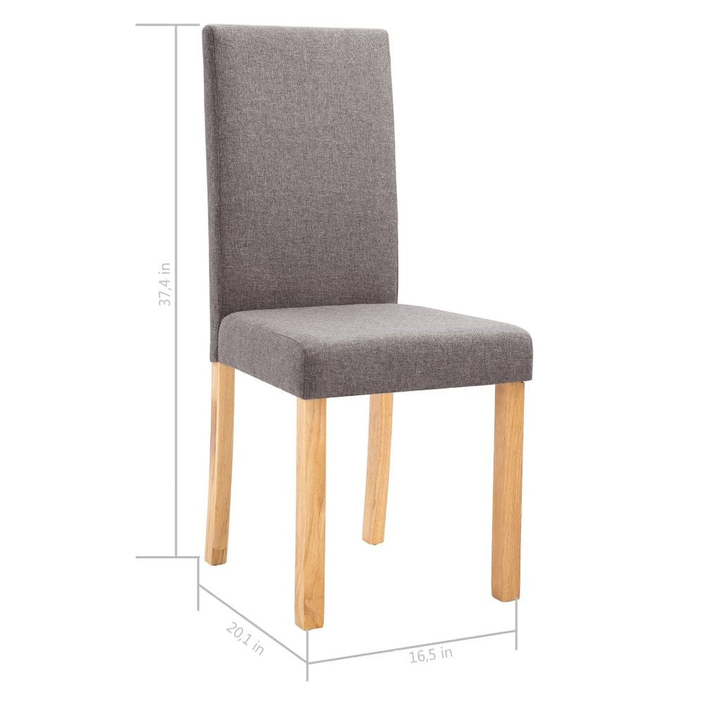 Dining Chair Set of 6 Taupe Fabric and Rubber wood Standard. Picture 9