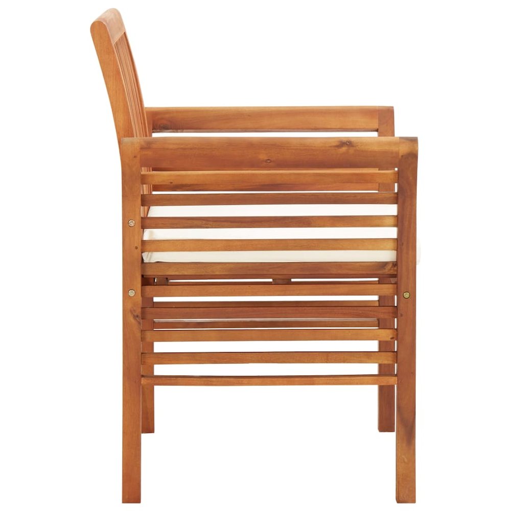Dining Chair Brown frame and cream cushion Solid acacia wood. Picture 3
