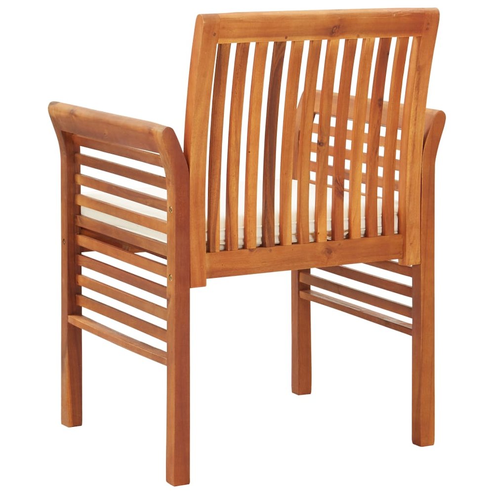Dining Chair Brown frame and cream cushion Solid acacia wood. Picture 4