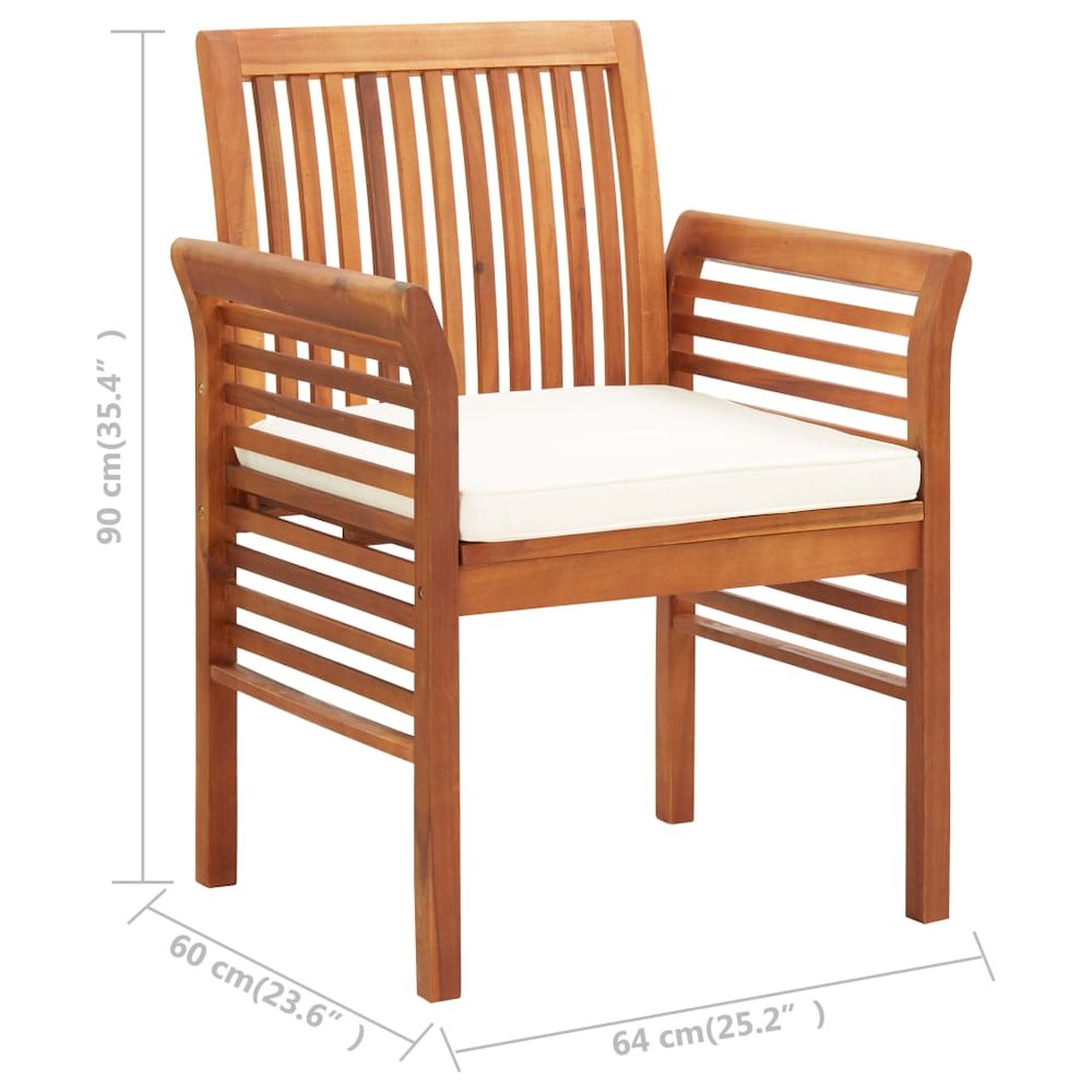 Dining Chair Brown frame and cream cushion Solid acacia wood. Picture 7