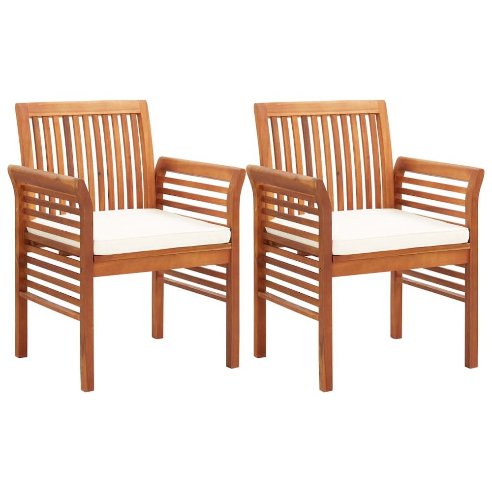 Dining Chair Set of 2 Brown Solid acacia wood Medium. Picture 1