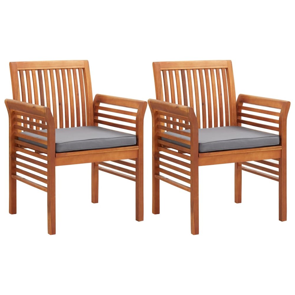 Dining Chair Set of 2 Brown frame, Dark grey cushion. Picture 1