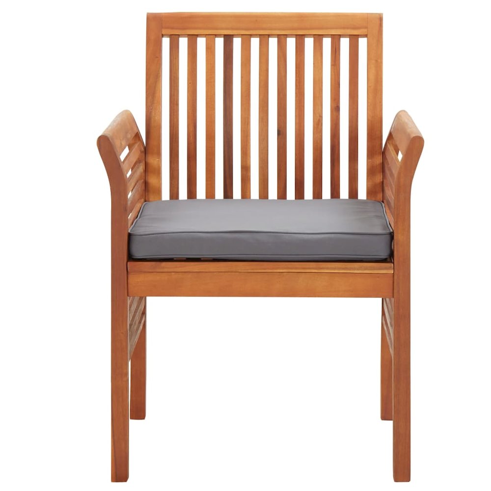 Dining Chair Set of 2 Brown frame, Dark grey cushion. Picture 3