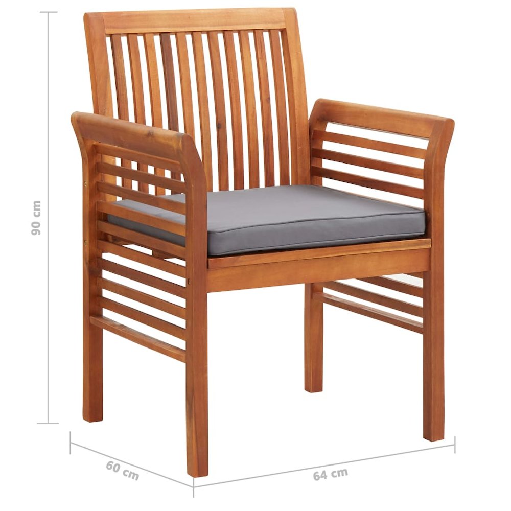 Dining Chair Set of 2 Brown frame, Dark grey cushion. Picture 8