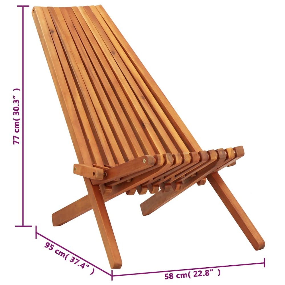 Outdoor Chair Brown Solid Acacia wood Standard Foldable. Picture 8