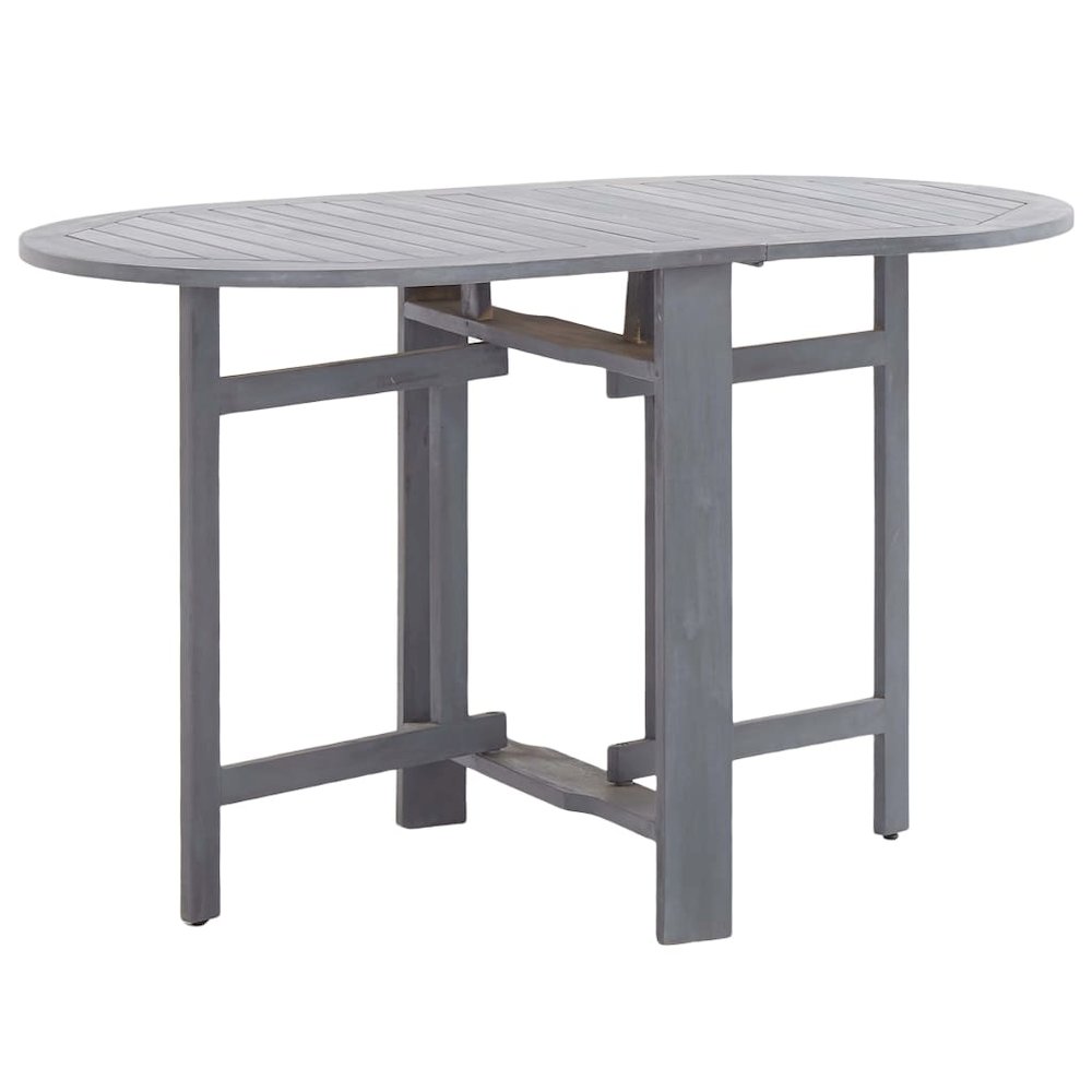 Dining Table Grey Solid Acacia Wood Medium Foldable. Picture 1