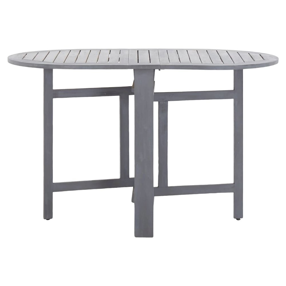 Dining Table Grey Solid Acacia Wood Medium Foldable. Picture 2