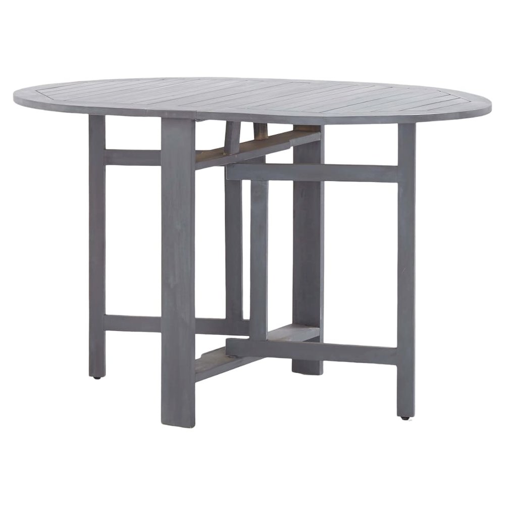 Dining Table Grey Solid Acacia Wood Medium Foldable. Picture 3
