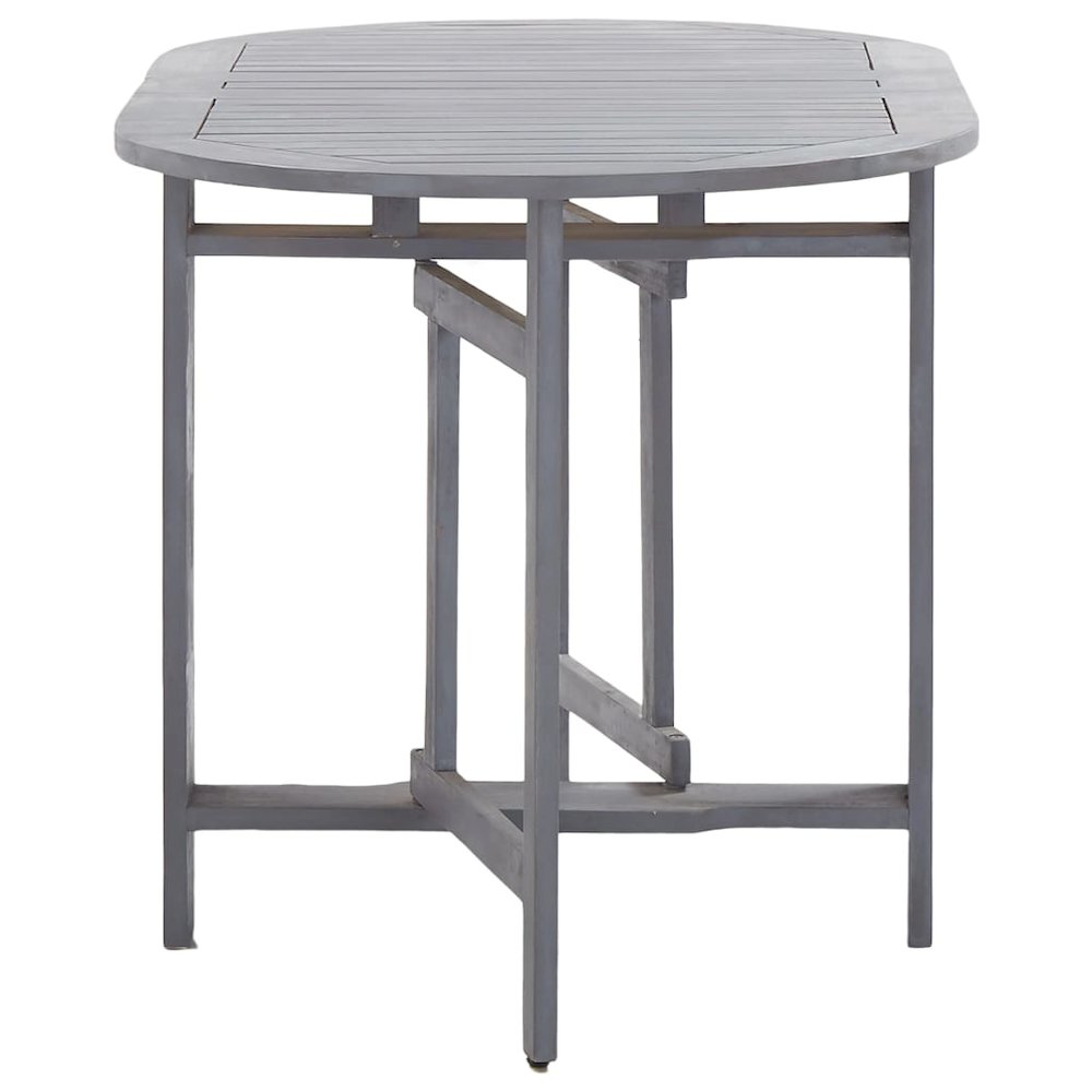 Dining Table Grey Solid Acacia Wood Medium Foldable. Picture 4