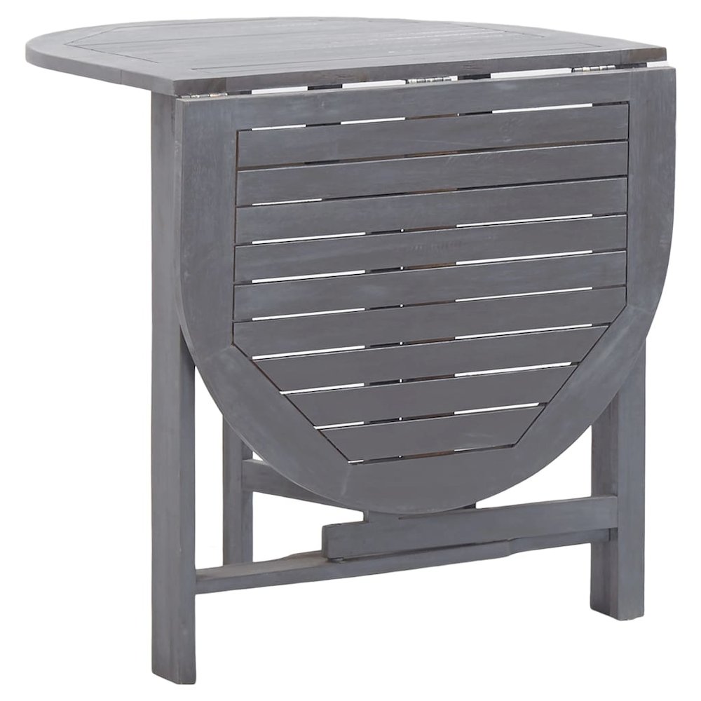 Dining Table Grey Solid Acacia Wood Medium Foldable. Picture 5