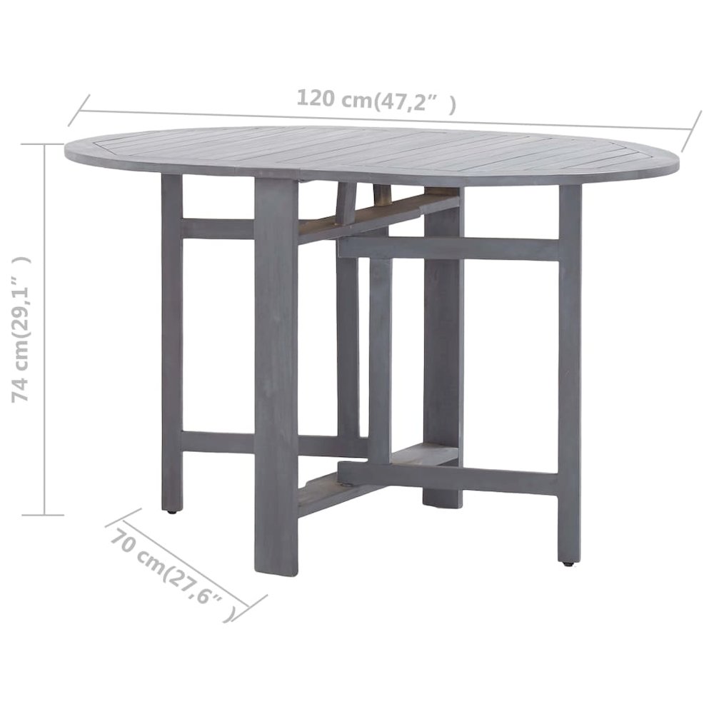 Dining Table Grey Solid Acacia Wood Medium Foldable. Picture 8