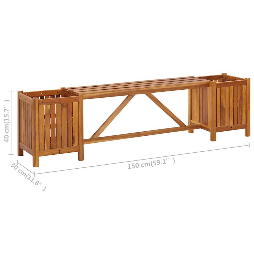 Garden Bench Light Brown Solid Acacia Wood. Picture 8
