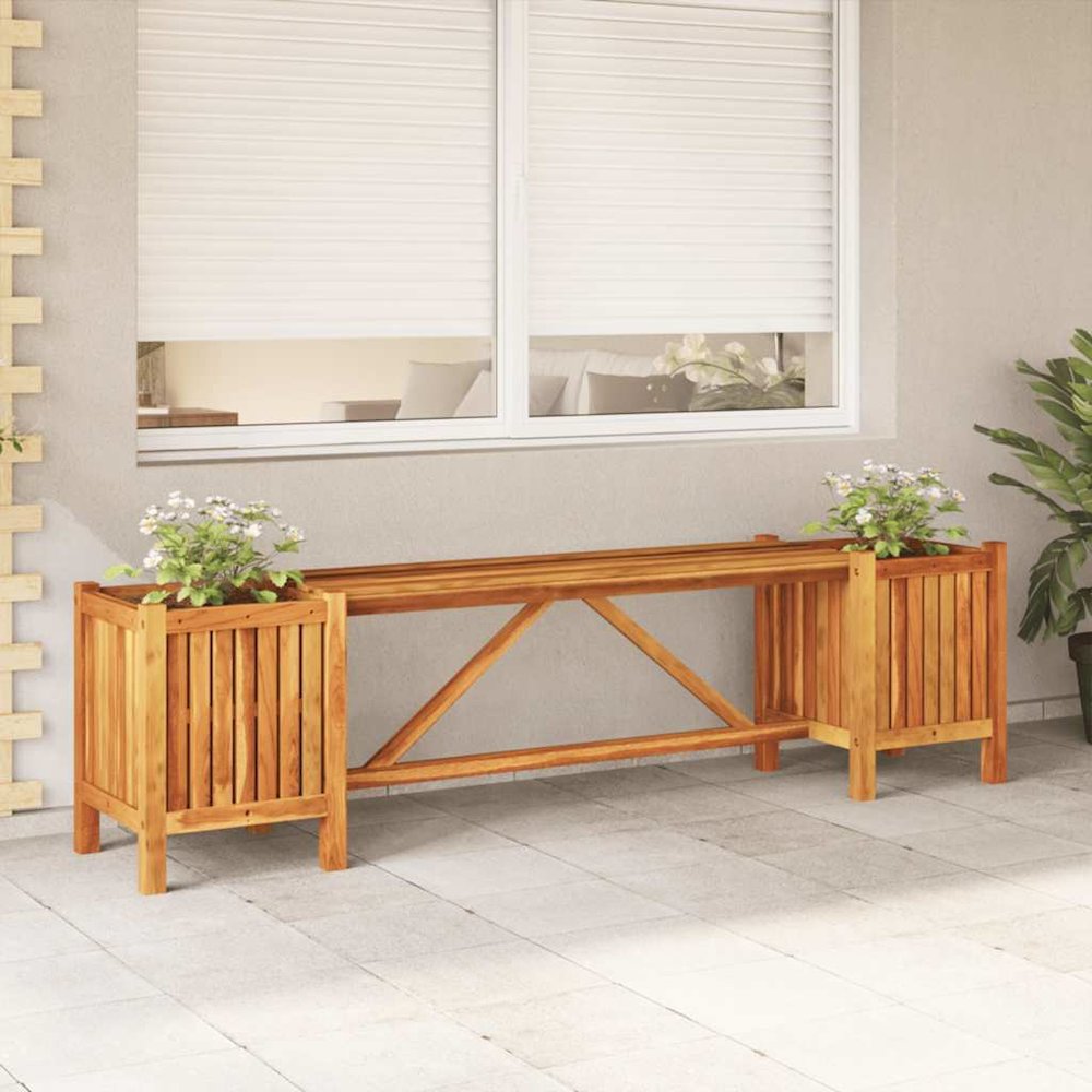 Garden Bench Light Brown Solid Acacia Wood. Picture 2