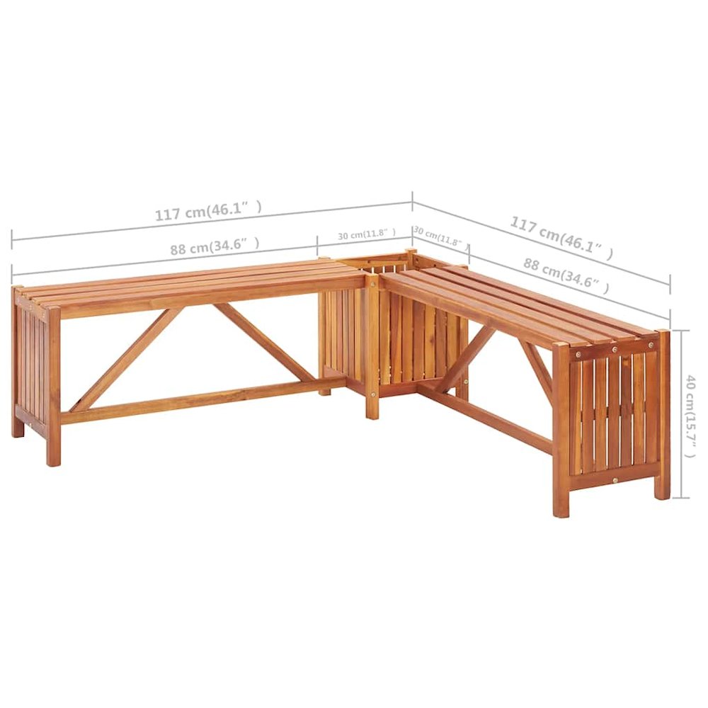 Garden Bench Brown Solid acacia wood 46.1 x 46.1 x 15.7 in. Picture 10