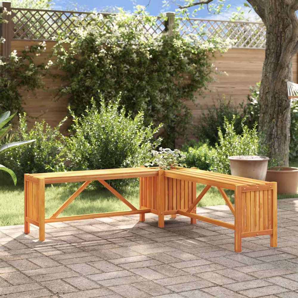 Garden Bench Brown Solid acacia wood 46.1 x 46.1 x 15.7 in. Picture 2
