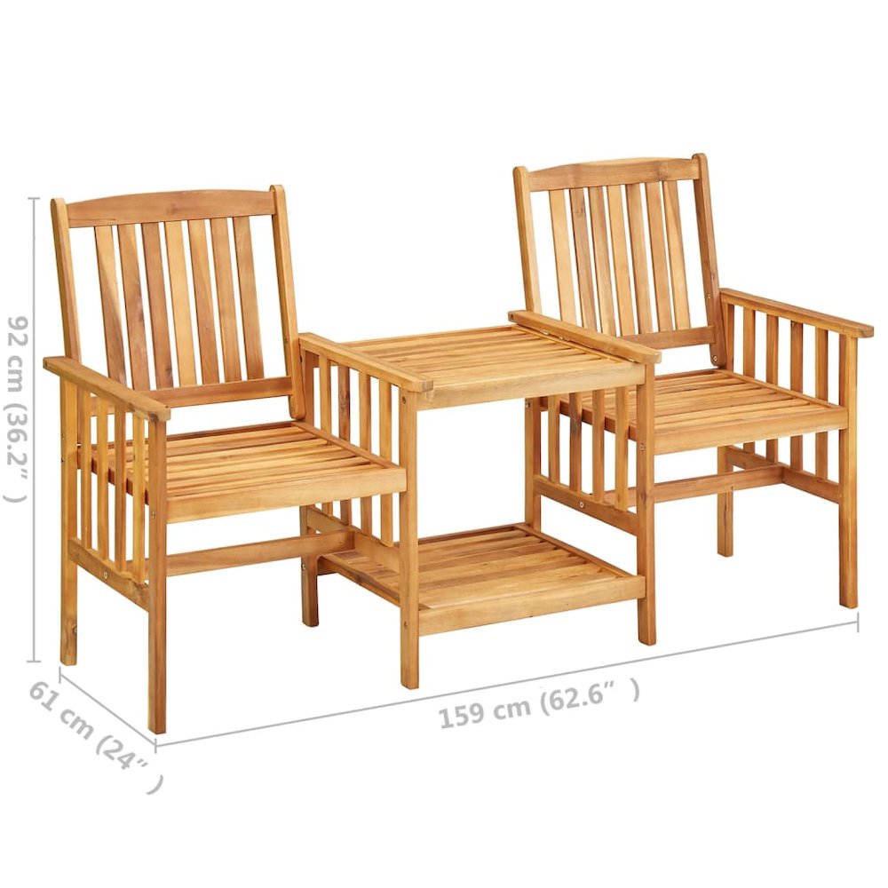 Bistro Set Natural wood color Solid Acacia wood Standard Durable. Picture 7