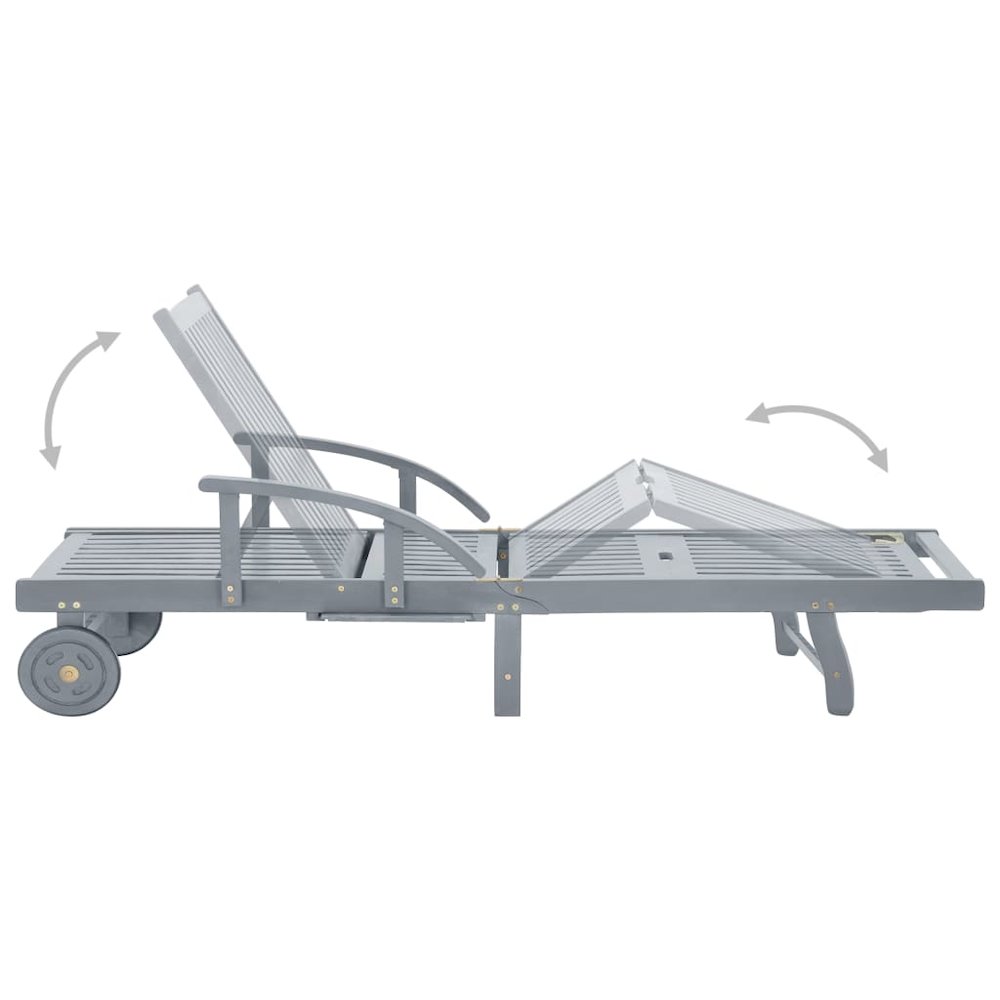 Sunlounger Grey Solid acacia wood Extra Long. Picture 5