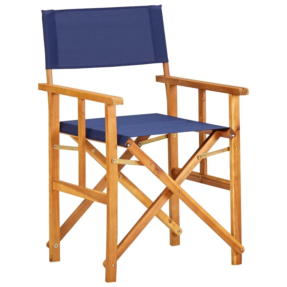 Chair Set of 2 Natural wood color and Blue. Picture 2