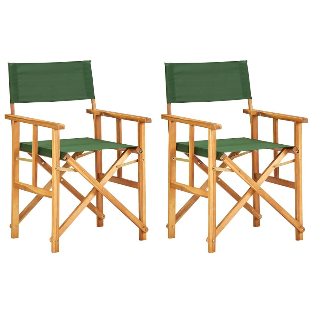Chair Set of 2 Natural wood color and green. Picture 1